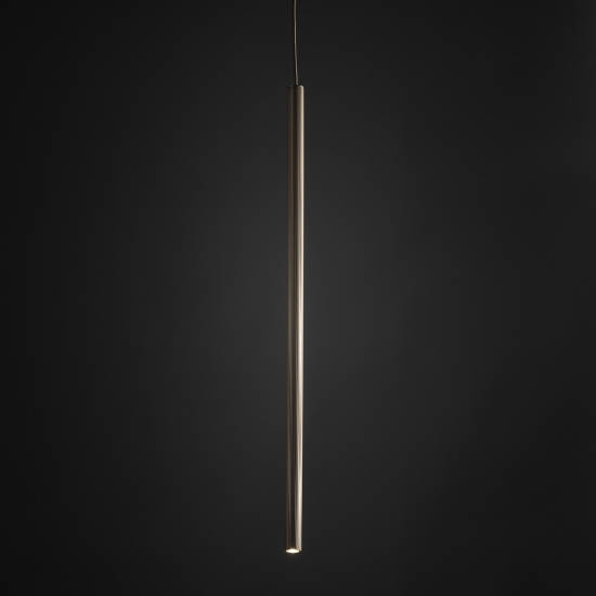 Lampadario cilindro 75 cm rigato a sospensione sabbia champagne