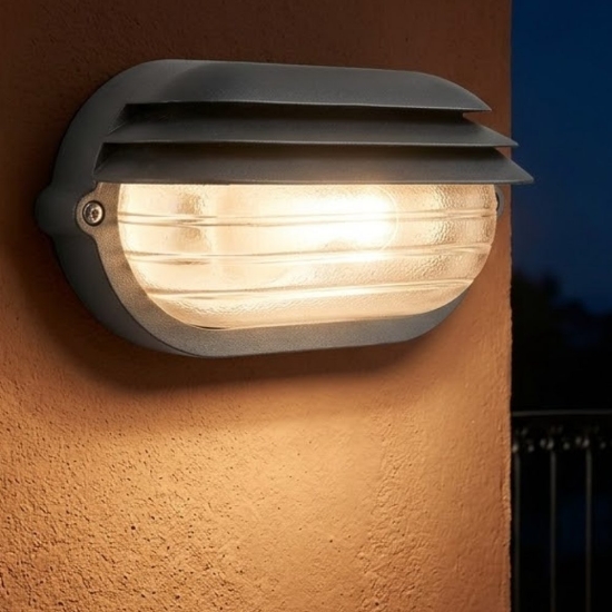 Applique da esterno design industrial nera ovale ip54