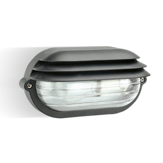 Applique da esterno design industrial nera ovale ip54