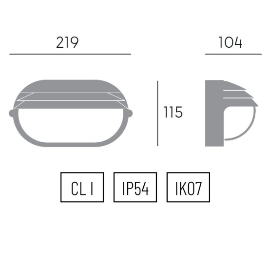 Applique da esterno design industrial nera ovale ip54