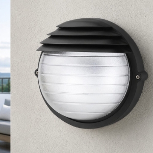 Applique da esterno balcone design industrial nero ip54