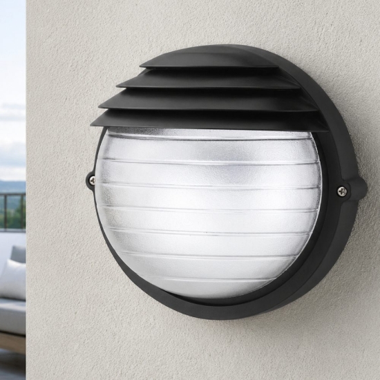 Applique da esterno balcone design industrial nero ip54