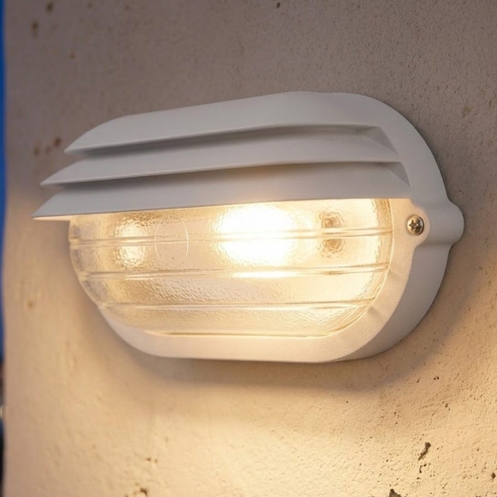 Applique per esterno balcone bianca ovale design industrial ip54