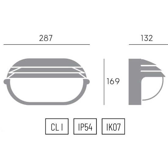 Applique per esterno balcone bianca ovale design industrial ip54