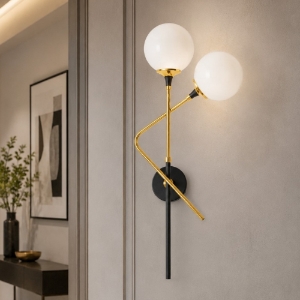 Applique da parete sfera vetro stilnovo galassia oro 2 luci
