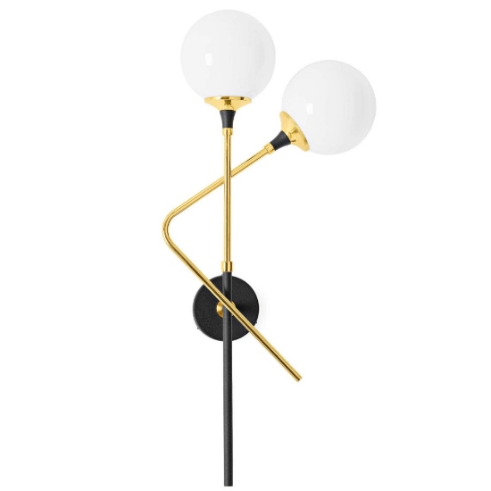 Applique da parete sfera vetro stilnovo galassia oro 2 luci