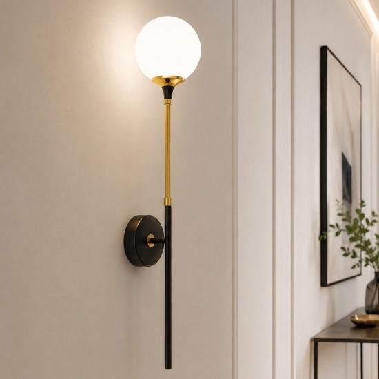 Galassia stilnovo applique da parete oro sfera vetro bianco