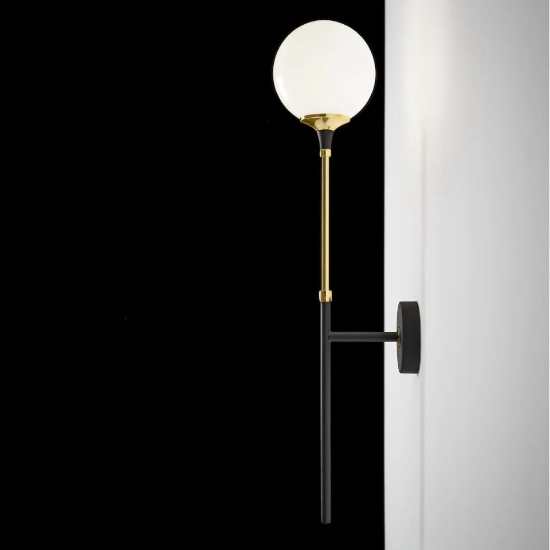 Galassia stilnovo applique da parete oro sfera vetro bianco