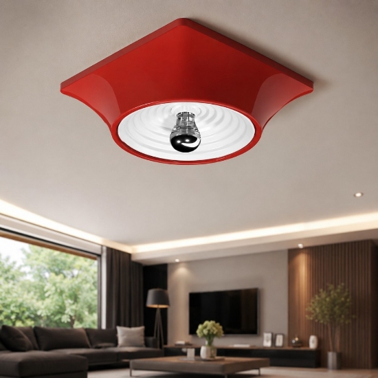 Faretto da soffitto rosso quadrato goletta stilnovo