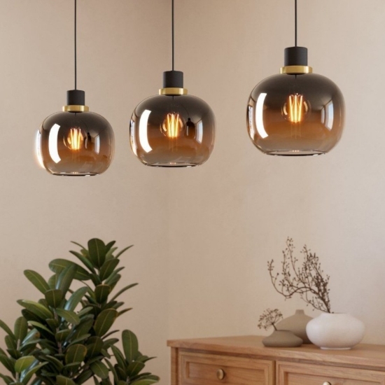 Eglo lampadario moderno vetri marrone per soggiorno oilella
