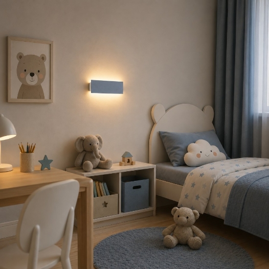 Applique per cameretta bambino carta da zucchero led 16w cct 3000k 4000k moderna
