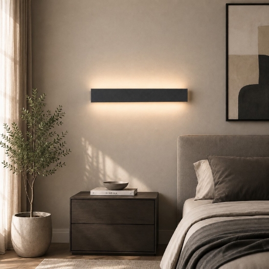 Applique antracite led 30w cct 3000k 4000k rettangolare moderno luce a parete