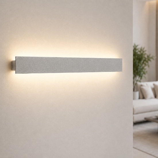 Applique da parete grigio perla led 30w cct 3000k 4000k rettangolare moderna