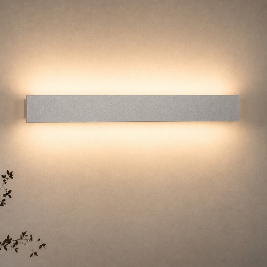 Applique da parete grigio perla led 30w cct 3000k 4000k rettangolare moderna