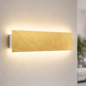 Applique foglia oro led 16w cct 3000k 4000k rettangolare moderna