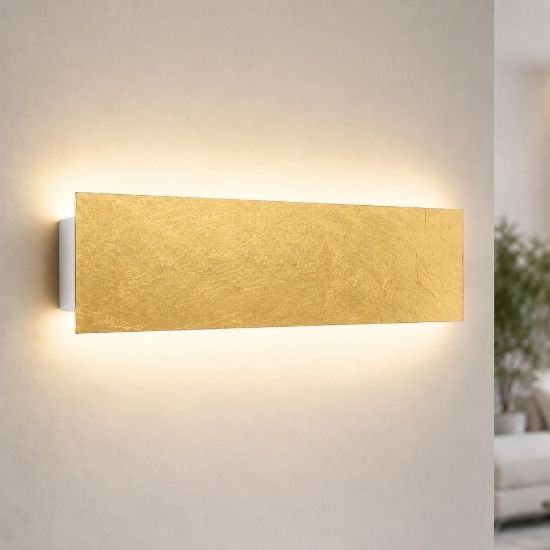 Applique foglia oro led 16w cct 3000k 4000k rettangolare moderna
