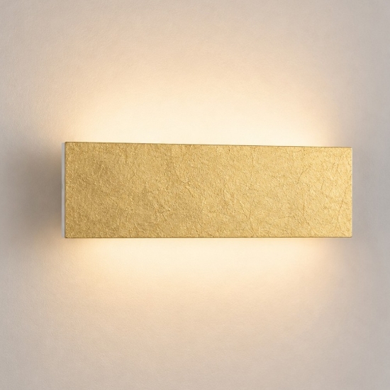 Applique foglia oro led 16w cct 3000k 4000k rettangolare moderna