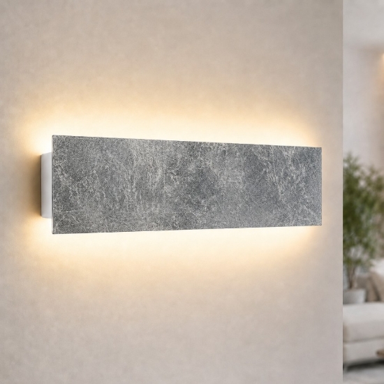 Applique foglia argento da parete led 16w cct 3000k 4000k moderno per soggiorno