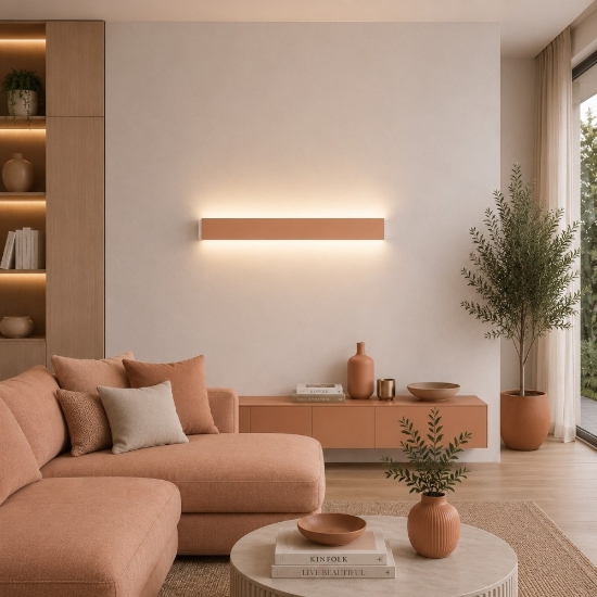 Applique colore pesca led 30w cct 3000k 4000k rettangolare luce indiretta
