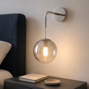 Lampada da letto applique toplight per comodino cromo vetro bronzo