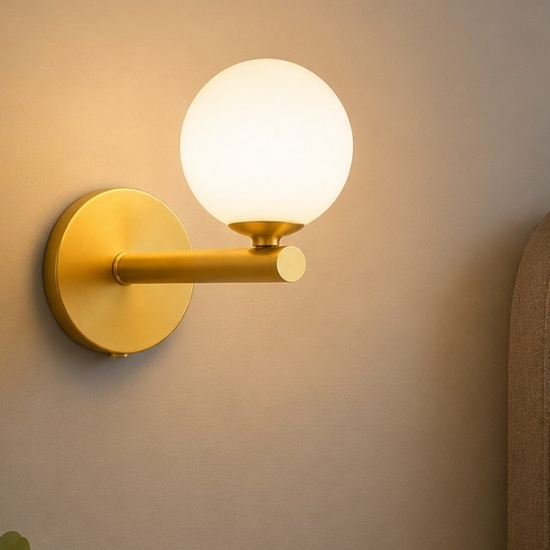 Miloox pomi applique camera da letto metallo oro boccia bianca moderna