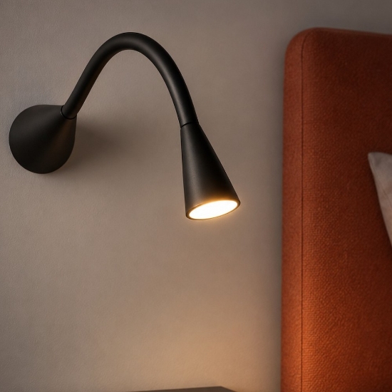 Applique linea light snake w1 orientabile nero led 2w 3000k