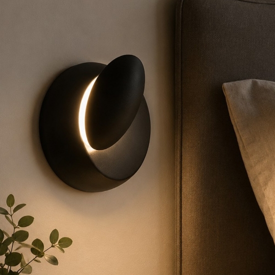 Applique nero orientabile per comodini camera da letto moderna led 5w 3000k