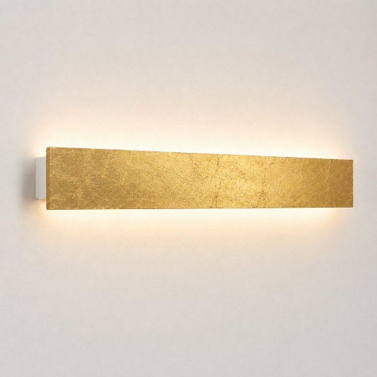 Applique led foglia oro 30w cct 3000k 4000k rettangolare moderna per soggiorno