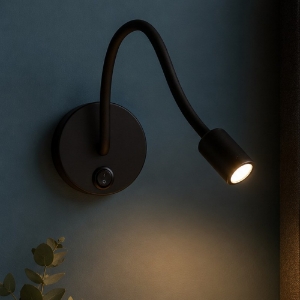 Applique da comodino testata camera da letto led 3000k 3w orientabile nero