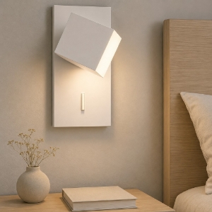 Applique da comodino design moderno bianca led 3000k orientabile