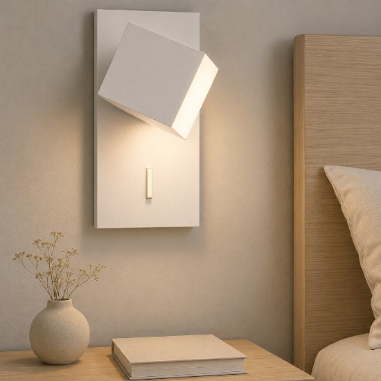 Applique da comodino design moderno bianca led 3000k orientabile