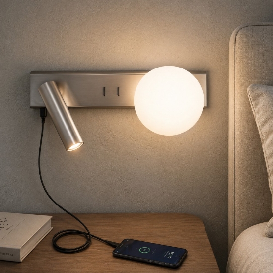 Applique da comodino fog perenz grigio per camera da letto led 9w 3000k