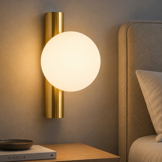 Maytoni avant-garde applique oro sfera di vetro per comodino camera da letto