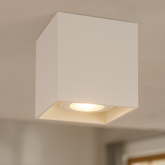 Faretto da soffitto di metallo bianco quadrato