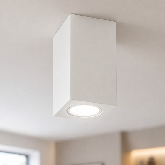 Tower pl1 square ideal lux faretto da soffitto squadrato gesso bianco