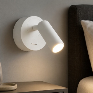 Applique comodino camera da letto ideal lux bean ap round led 3w 3000k bianco orientabile