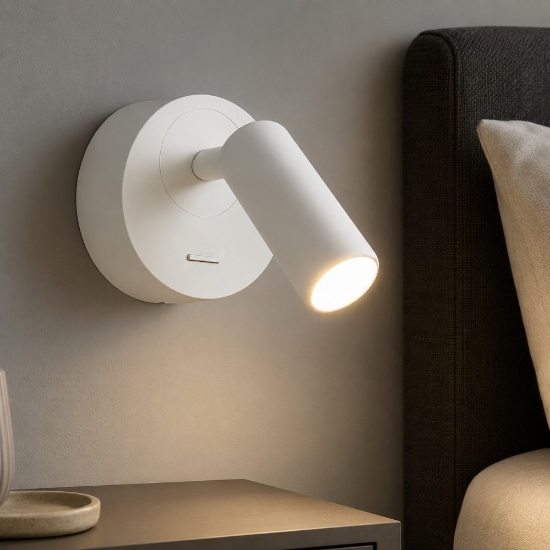 Applique comodino camera da letto ideal lux bean ap round led 3w 3000k bianco orientabile