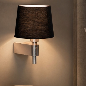 Applique per camera da letto hotel paralume nero con interruttore