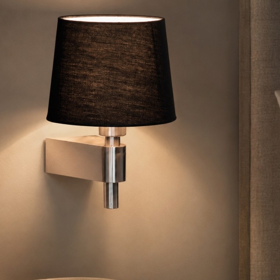 Applique per camera da letto hotel paralume nero con interruttore