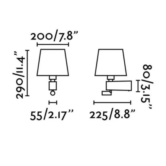 Applique per camera da letto da comodino con interruttore