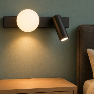 Ping pong ap applique per camera da letto nera doppia luce ideal lux