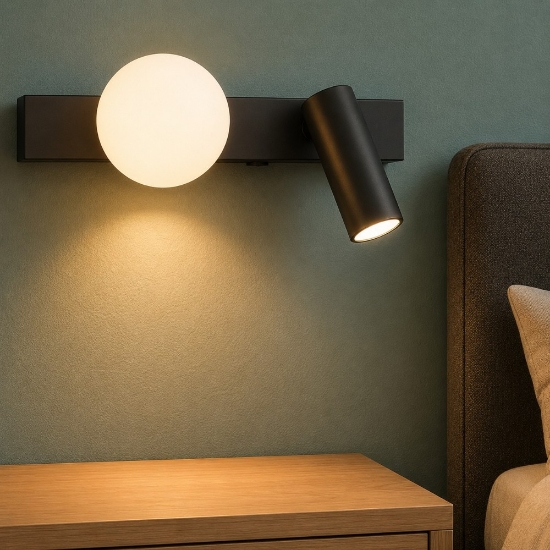 Ping pong ap applique per camera da letto nera doppia luce ideal lux