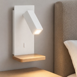Applique per comodino camera da letto moderna bianca con porta usb