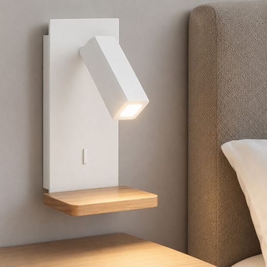 Applique per comodino camera da letto moderna bianca con porta usb led 3w 3000k
