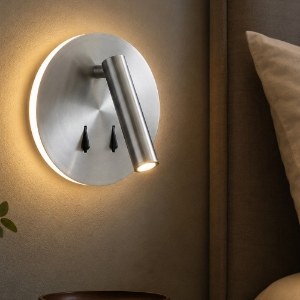 Lampada da parete grigio nickel 2 luci per comodini camera da letto