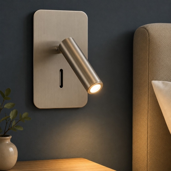 Applique per camera da letto orientabile led 3w 3000k nickel