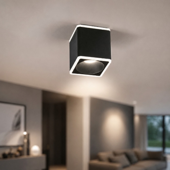 Faretto sporgente nero led 13w 3000k da soffitto fabas luce coiba