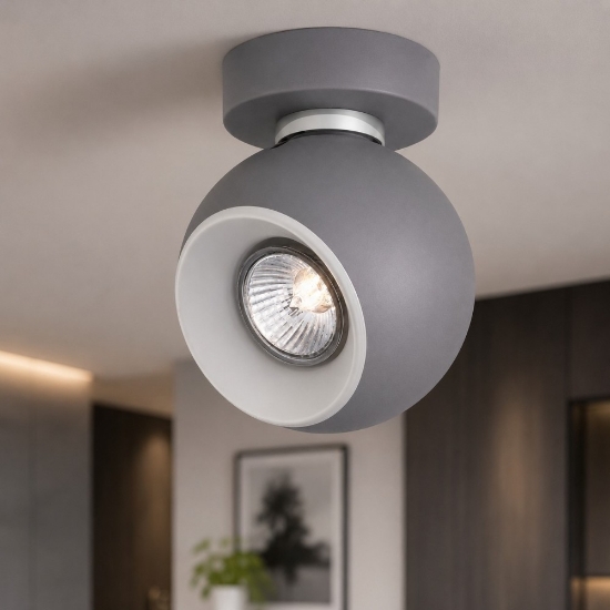 Faretto led orientabile da soffitto sfera grigio gu10 fp