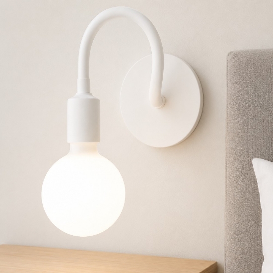 Applique bianco orientabile per comodino da letto perenz bulbo