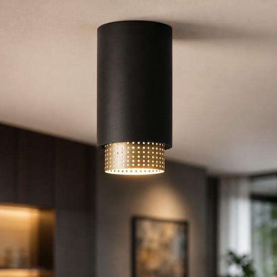 Faretto da soffitto nero e oro gu10 per interni